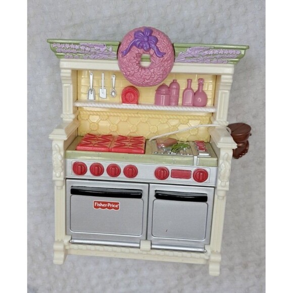 Vintage Fisher Price My Loving Family Dollhouse Chairs Stove Refrigerator Lot - Picture 10 of 16